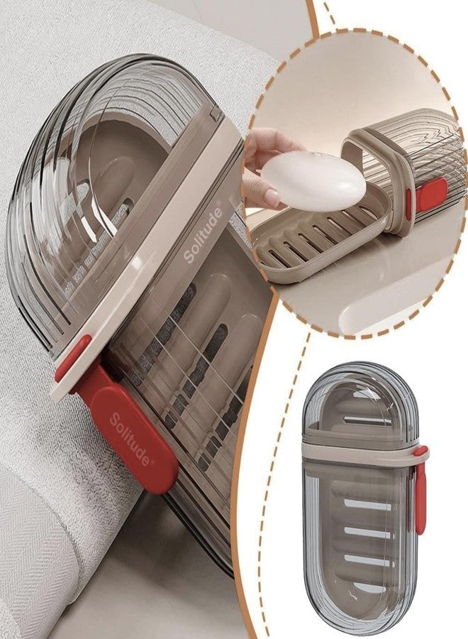 Solitude 1 Travel Soap Case 1 Toothbrush Case Waterproof Soap Dish Shower with Convenient Handle Leakproof Soap Holder Box for Travelling Bathroom Camp Outdoor (Transparent) - Image 4